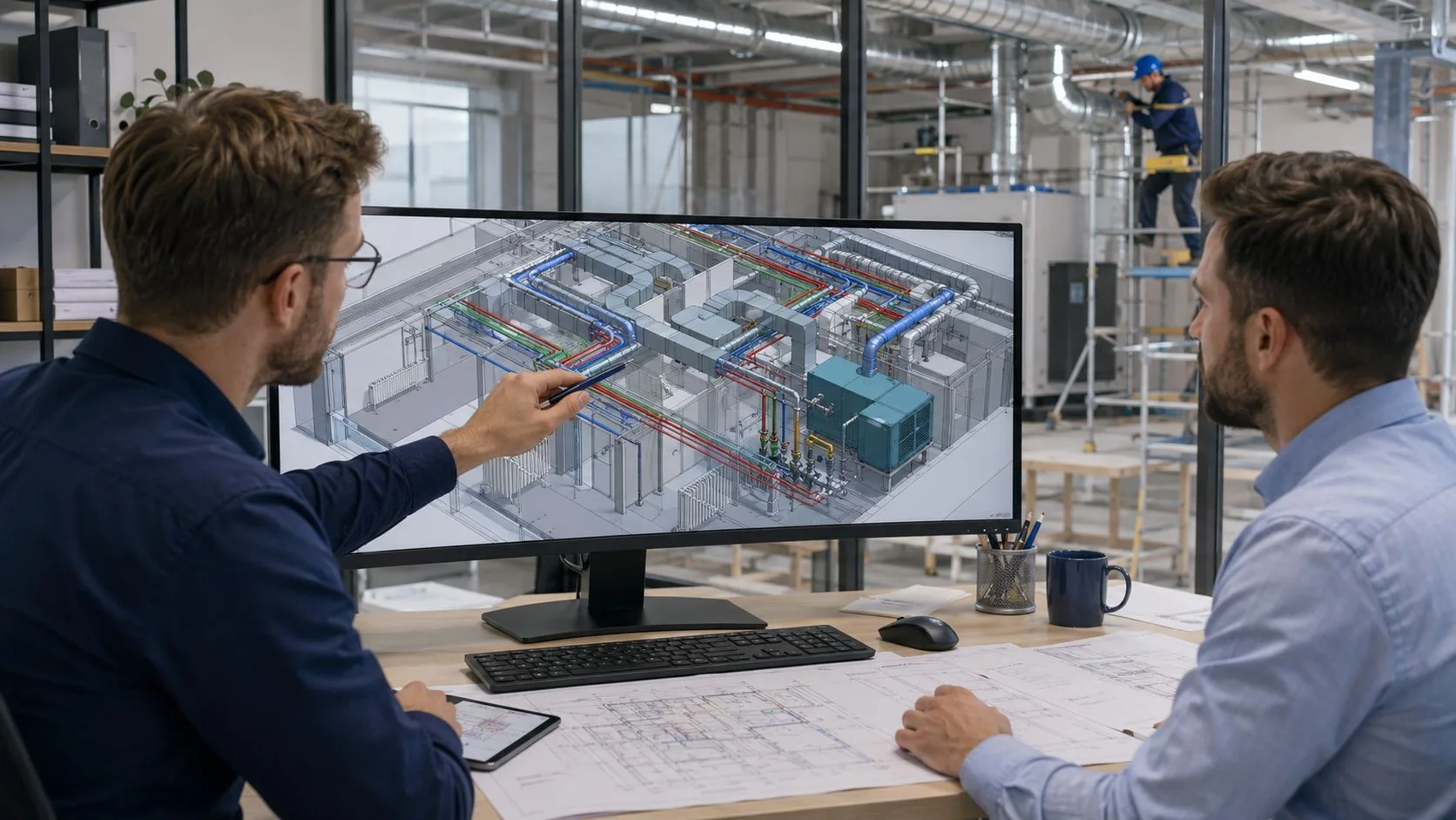 Координация воздуховодов и трубопроводов отопления в BIM-модели