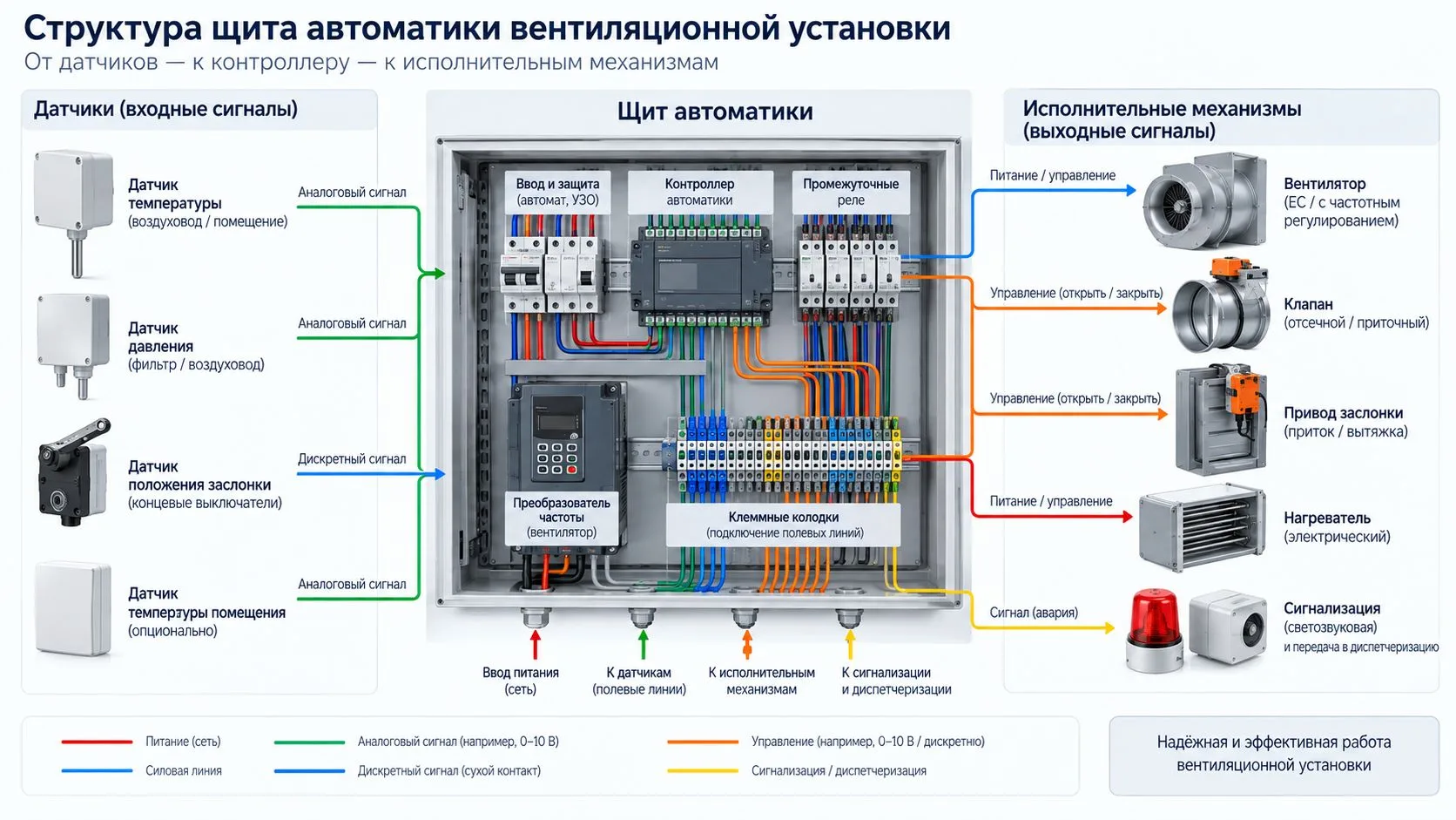 Структура щита автоматики вентиляционной установки